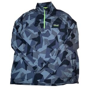 Polo  Ralph Lauren Sport Sweater Men's 2XL Pullover Gray Geometric Quarter Zip